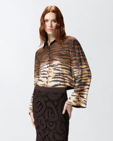 Cropped shirt with animal print - | Pinko