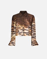 Camicia cropped con stampa animalier - | Pinko