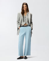 Trousers in linen blend with belt - | Pinko
