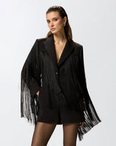 Short playsuit with all-over fringe detailing - | Pinko