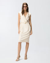 Midi wrap dress with belt - Creamy-White | Pinko