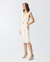 Midi wrap dress with belt - Creamy-White | Pinko