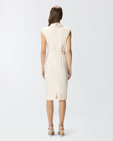 Midi wrap dress with belt - Creamy-White | Pinko