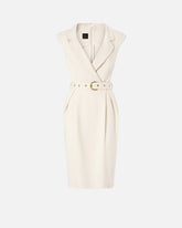 Midi wrap dress with belt - Creamy-White | Pinko