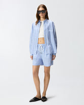 Striped cotton shorts with elasticated waist - | Pinko