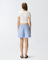 Striped cotton shorts with elasticated waist - | Pinko
