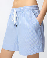 Striped cotton shorts with elasticated waist - | Pinko