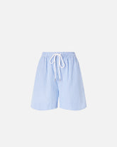 Striped cotton shorts with elasticated waist - | Pinko