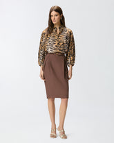 Blusa de algodón y seda con estampado animal - | Pinko