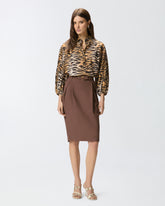 Blusa in cotone e seta con stampa animalier - | Pinko