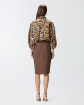 Blusa in cotone e seta con stampa animalier - | Pinko