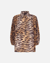 Blusa in cotone e seta con stampa animalier - | Pinko