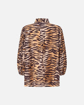 Blusa in cotone e seta con stampa animalier - | Pinko