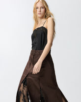 Midi dress with in linen with lace top - | Pinko