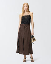 Μίντι λινό φόρεμα με τοπ από δαντέλα - | Pinko