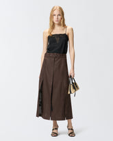 Midi dress with in linen with lace top - | Pinko