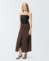 Μίντι λινό φόρεμα με τοπ από δαντέλα - | Pinko