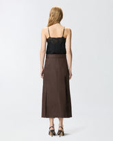 Midi dress with in linen with lace top - | Pinko