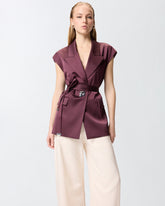 Ärmellose Jacke aus Satin - Rot | Pinko