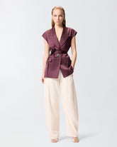 Sleeveless jacket in satin - | Pinko