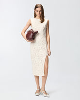 Floral lace dress with plunging rear neckline - Biały | Pinko