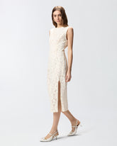 Floral lace dress with plunging rear neckline - Biały | Pinko
