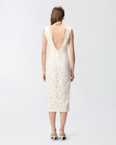 Floral lace dress with plunging rear neckline - Biały | Pinko