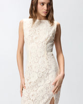 Floral lace dress with plunging rear neckline - Biały | Pinko