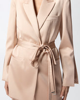 Giacca in satin con cintura - Beige | Pinko
