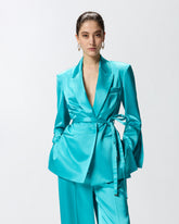 Giacca in satin con cintura - | Pinko