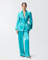 Giacca in satin con cintura - | Pinko