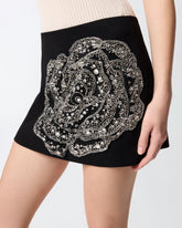 Mini skirt with embroidered jewel rose - | Pinko