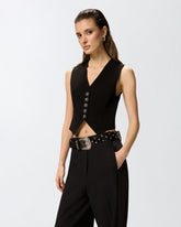 Vest with rose jewel buttons - | Pinko