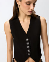 Vest with rose jewel buttons - | Pinko