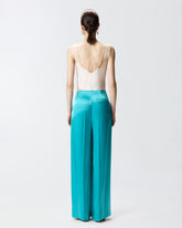 Pantaloni in satin - Azzurro | Pinko