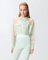 Cropped-Caban aus Organza in reiner Seide - Salbeigrün | Pinko