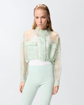 Caban cropped in organza di pura seta - | Pinko