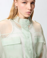 Cropped-Caban aus Organza in reiner Seide - Salbeigrün | Pinko