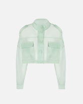 Cropped-Caban aus Organza in reiner Seide - Salbeigrün | Pinko