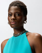 Tuta lunga con scollo all'americana e decoro gioiello - | Pinko