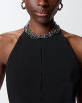 Long playsuit with halterneck and jewel decoration - | Pinko