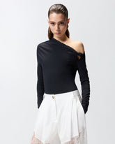 Bodysuit with asymmetric neckline - | Pinko