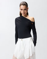 Bodysuit with asymmetric neckline - | Pinko