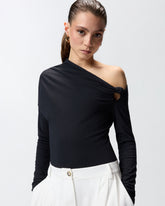 Bodysuit with asymmetric neckline - | Pinko