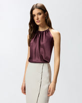 Satynowy top z dekoltem halter - | Pinko