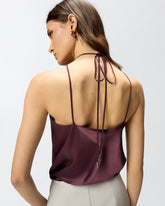 Satynowy top z dekoltem halter - | Pinko