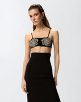 Bra with embroidered jewel rose - Black | Pinko