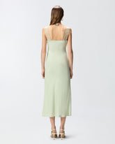 Vestido lencero midi con bandas de encaje - | Pinko