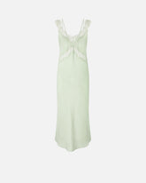 Vestido lencero midi con bandas de encaje - | Pinko