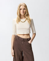 Cropped sweater with chain - | Pinko